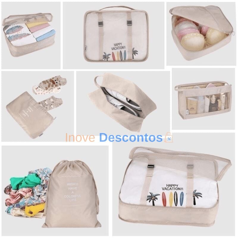 Kit de Bolsas Organizadoras à Prova D'Água 8 Peças - Net Shop Brasil