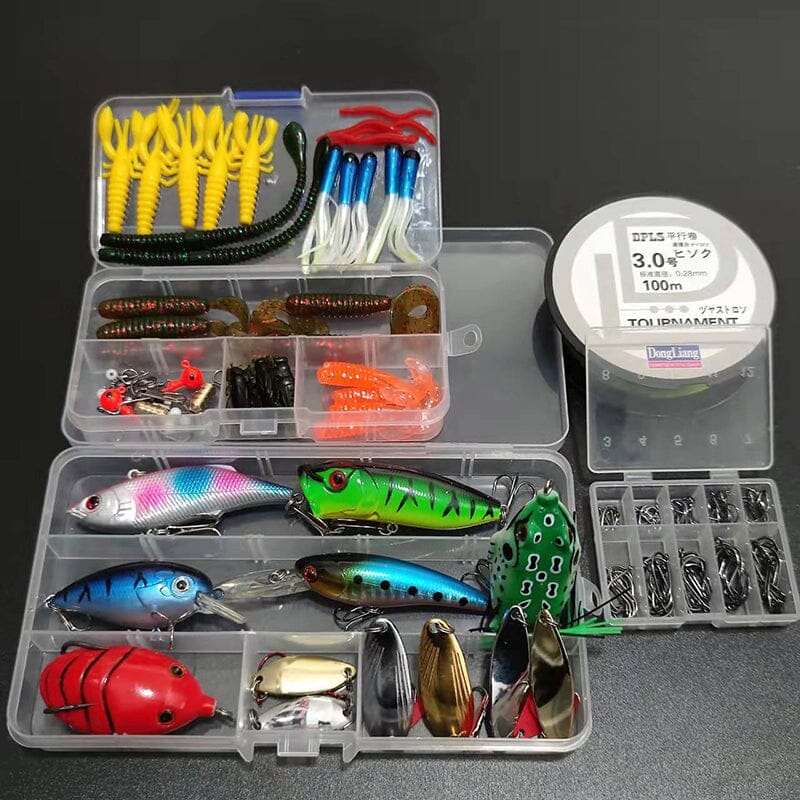 Kit para Pesca com 164 Peças - Linha, Anzol e Iscas Artificiais - Net Shop Brasil