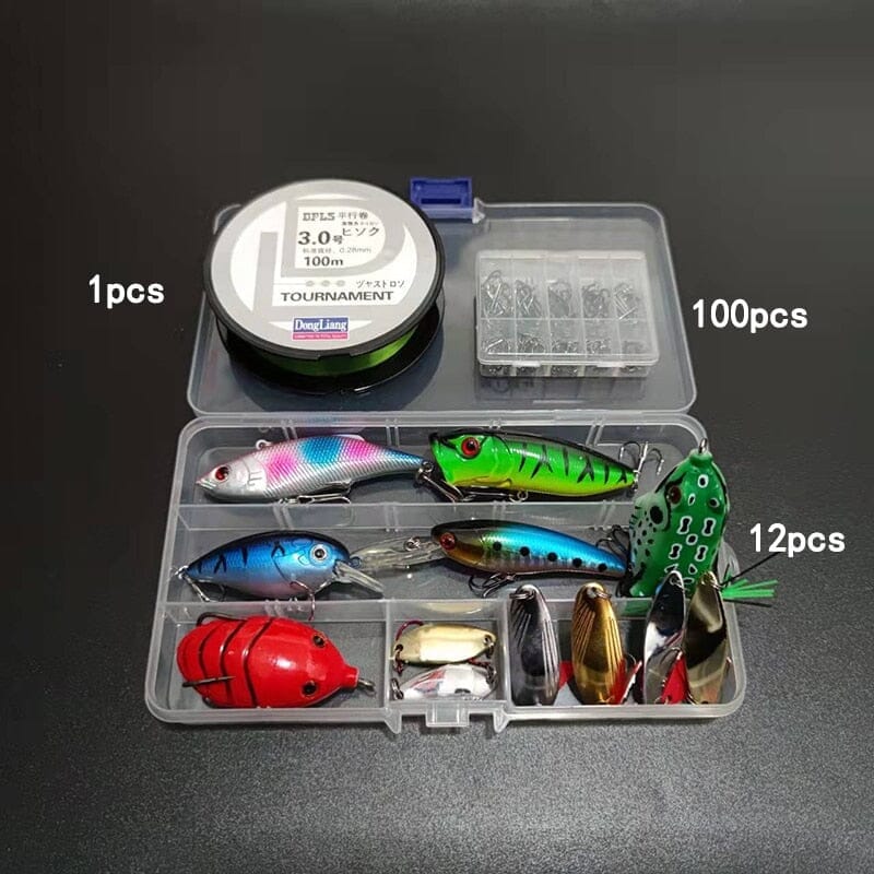 Kit para Pesca com 164 Peças - Linha, Anzol e Iscas Artificiais - Net Shop Brasil